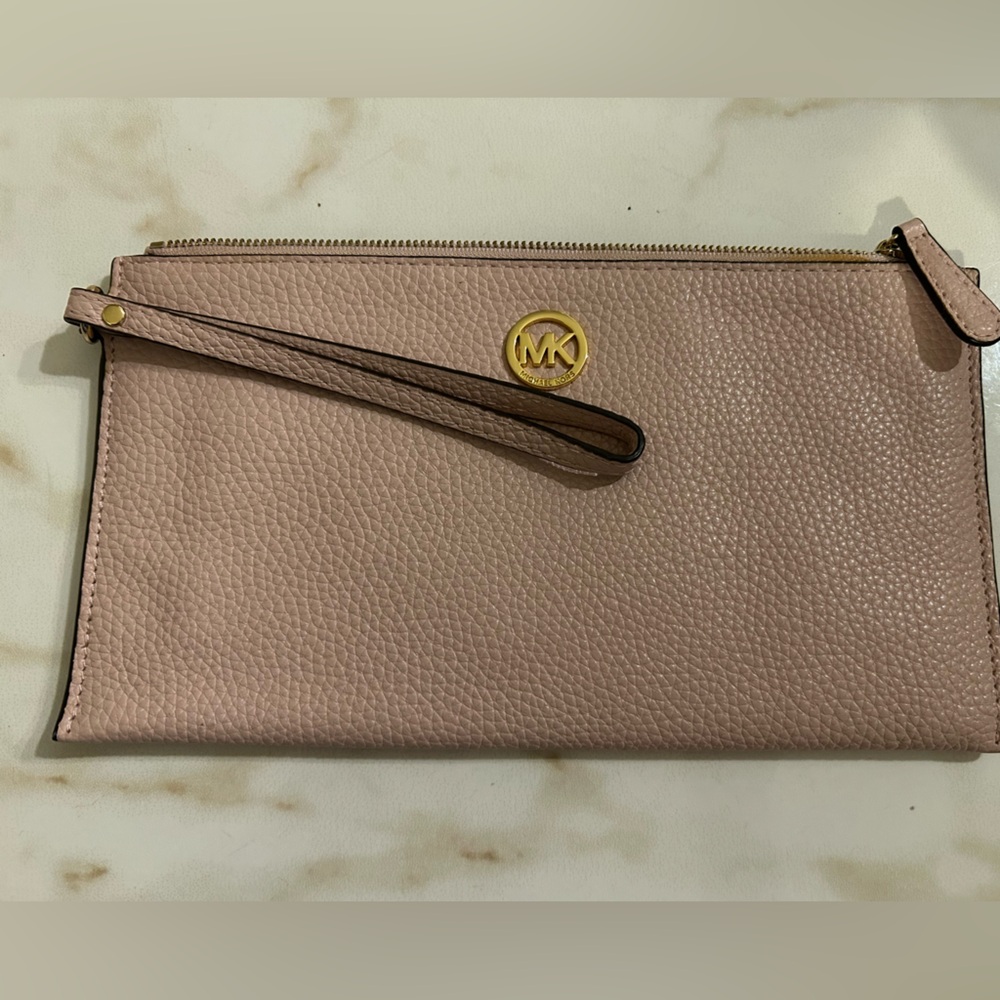 Michael Kors Blush Pebbled Leather Wristlet